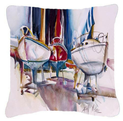 Dry Dock Sailboats Canvas Fabric Decorative Pillow JMK1240PW1414 by Caroline's Treasures