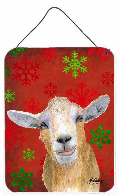 Red Snowflakes Goat Christmas Aluminium Metal Wall or Door Hanging Prints by Caroline&#39;s Treasures