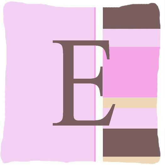 Letter E Initial Monogram - Pink Stripes Decorative   Canvas Fabric Pillow - the-store.com