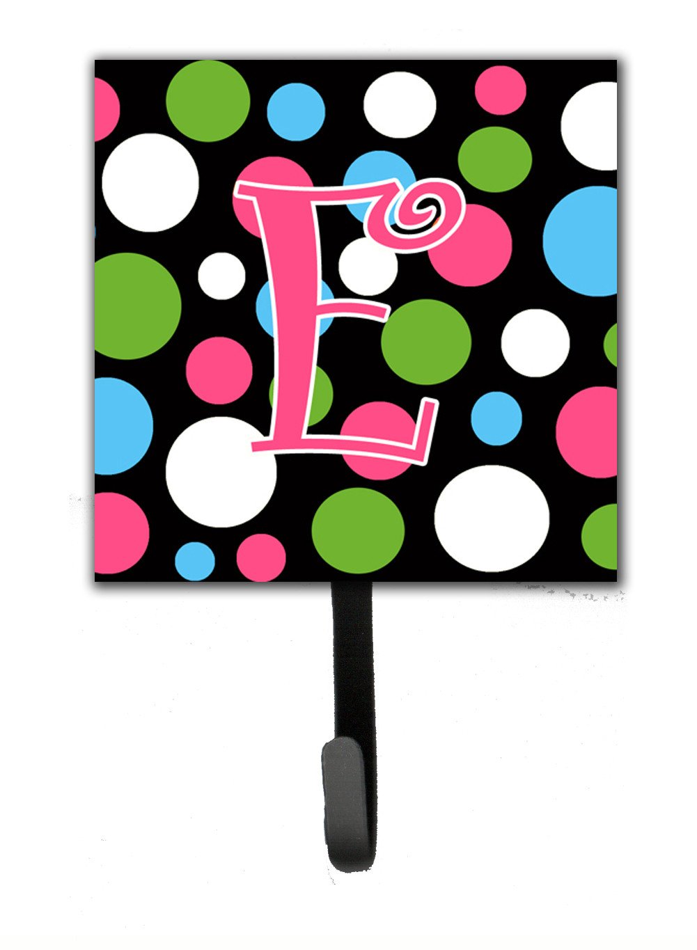 Letter E Initial Monogram - Polkadots and Pink Leash Holder or Key Hook by Caroline&#39;s Treasures