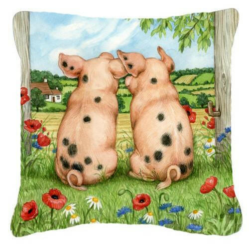 Pigs Side By Side by Debbie Cook Canvas Decorative Pillow CDCO0354PW1414 - the-store.com