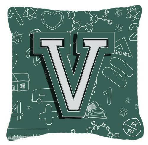 Letter V Back to School Initial Canvas Fabric Decorative Pillow CJ2010-VPW1414 by Caroline&#39;s Treasures