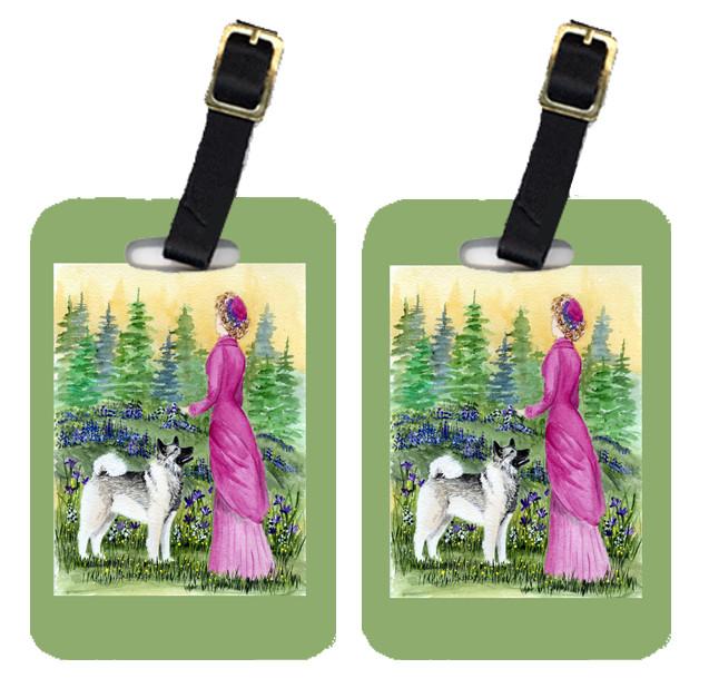 Lady with her Norwegian Elkhound Luggage Tags Pair of 2 by Caroline&#39;s Treasures