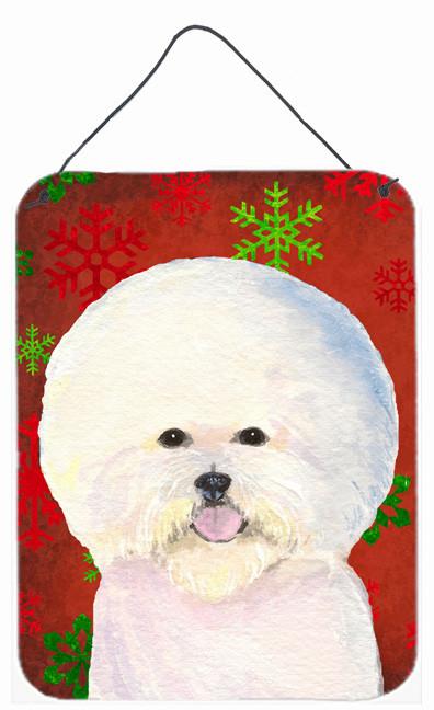 Bichon Frise Red Snowflakes Holiday Christmas Wall or Door Hanging Prints by Caroline&#39;s Treasures