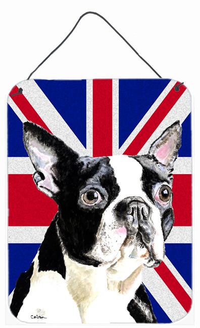 Boston Terrier with English Union Jack British Flag Wall or Door Hanging Prints SC9816DS1216 by Caroline&#39;s Treasures