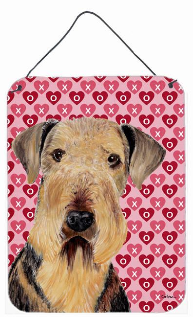 Airedale Hearts Love and Valentine&#39;s Day Portrait Wall or Door Hanging Prints by Caroline&#39;s Treasures