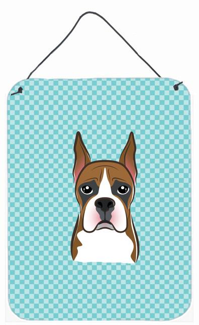 Checkerboard Blue Boxer Wall or Door Hanging Prints BB1161DS1216 by Caroline&#39;s Treasures