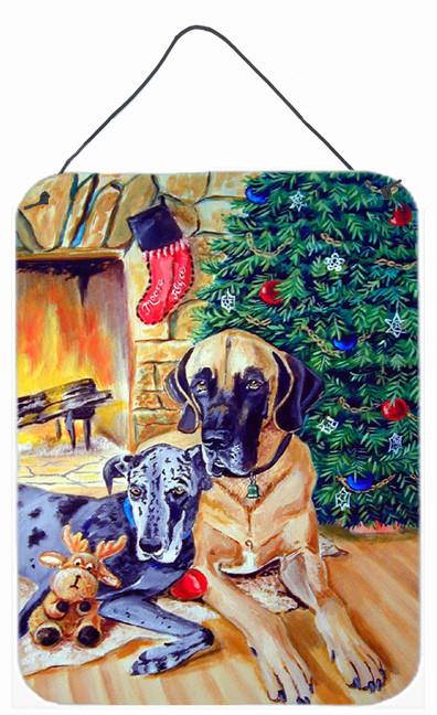 Harlequin and Blue Great Danes Under the Christmas Tree Wall Hanging Prints by Caroline&#39;s Treasures