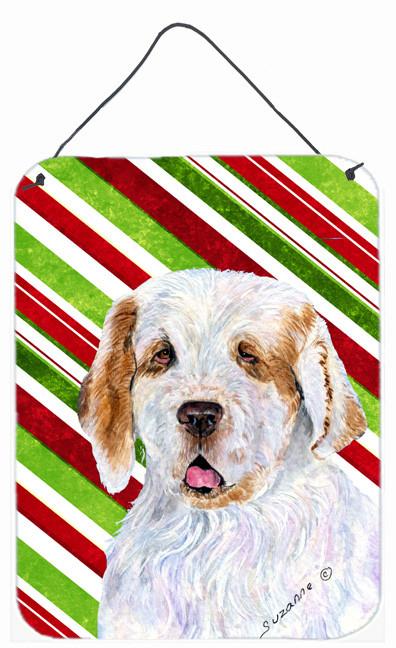 Clumber Spaniel Candy Cane Holiday Christmas Metal Wall or Door Hanging Prints by Caroline&#39;s Treasures