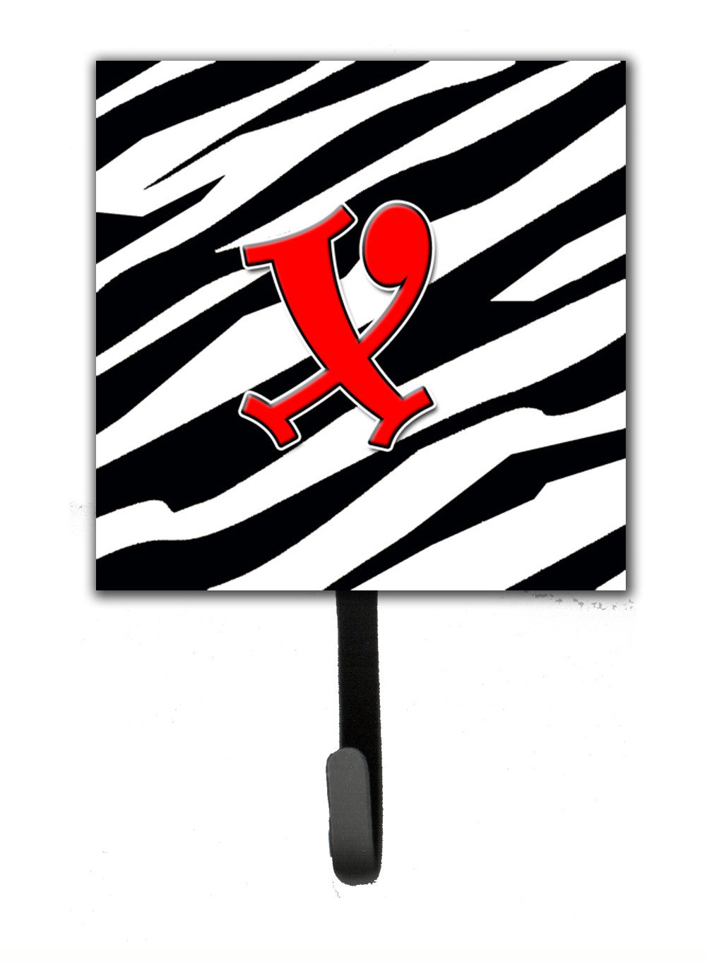 Letter X Initial Monogram - Zebra Red Leash Holder or Key Hook by Caroline&#39;s Treasures