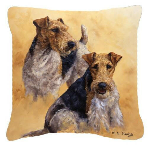 Fox Terriers by Michael Herring Canvas Decorative Pillow HMHE0180PW1414 by Caroline's Treasures