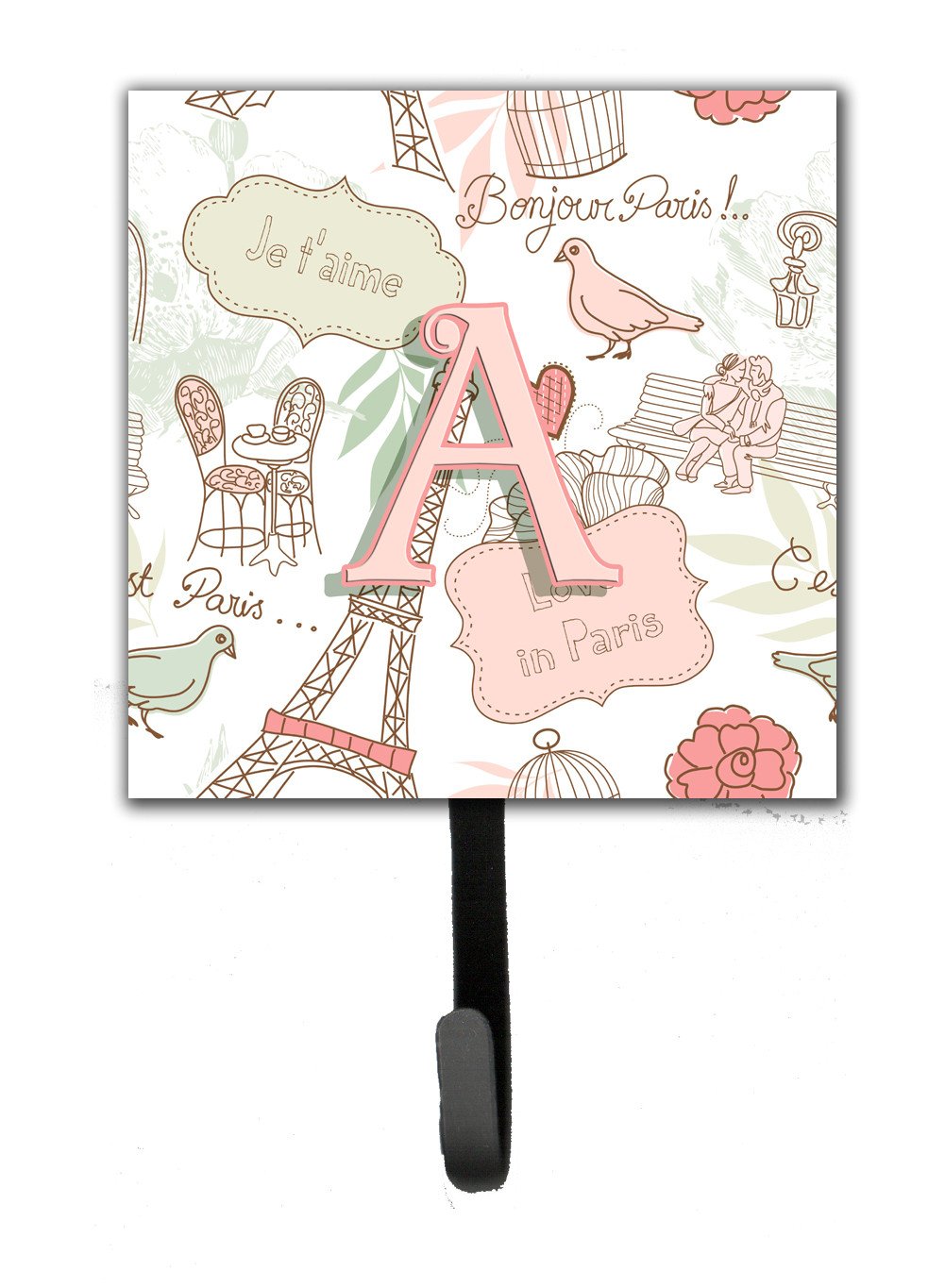 Letter A Love in Paris Pink Leash or Key Holder CJ2002-ASH4 by Caroline&#39;s Treasures