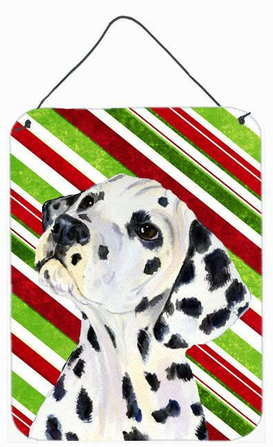 Dalmatian Candy Cane Holiday Christmas Metal Wall or Door Hanging Prints by Caroline&#39;s Treasures