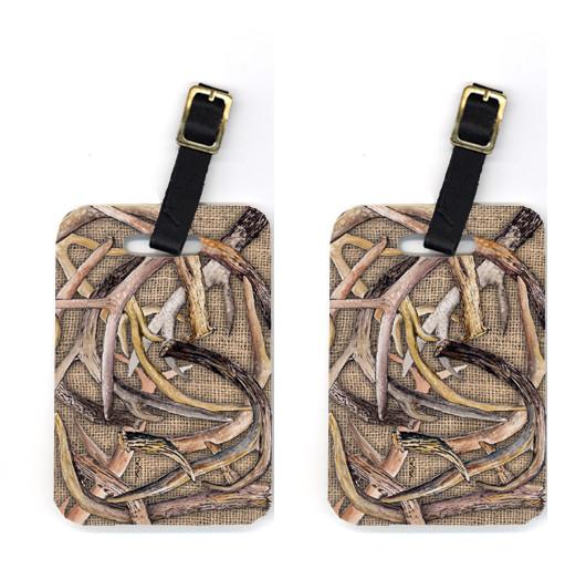 Caroline's Treasures Deer Horns Luggage Tags – Set of 2 Durable Bag Tags with Straps