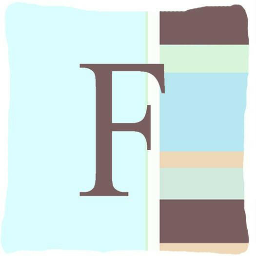Letter F Initial Monogram - Blue Stripes Decorative   Canvas Fabric Pillow - the-store.com