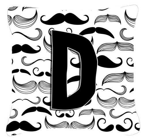 Letter D Moustache Initial Canvas Fabric Decorative Pillow CJ2009-DPW1414 by Caroline&#39;s Treasures