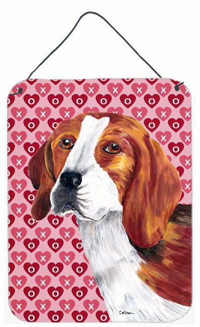 Beagle Hearts Love and Valentine&#39;s Day Portrait Wall or Door Hanging Prints by Caroline&#39;s Treasures