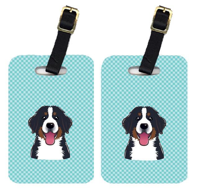 Pair of Checkerboard Blue Bernese Mountain Dog Luggage Tags BB1175BT by Caroline&#39;s Treasures