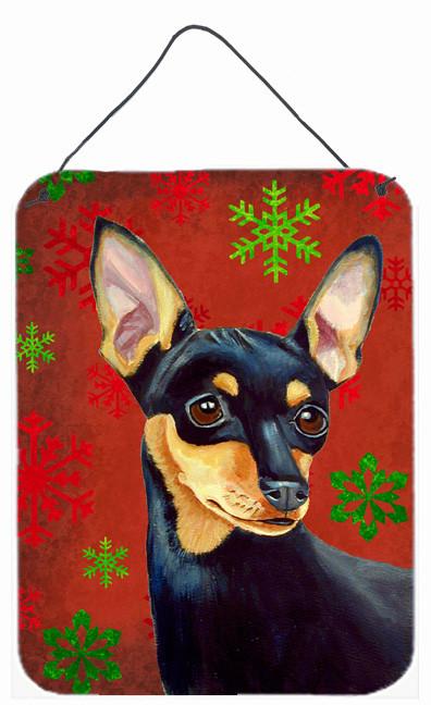 Min Pin Red and Green Snowflakes Holiday Christmas Wall or Door Hanging Prints by Caroline's Treasures