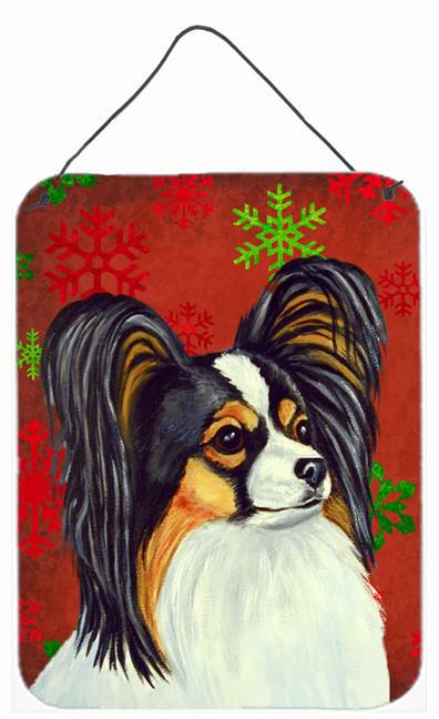 Papillon Red and Green Snowflakes Holiday Christmas Wall or Door Hanging Prints by Caroline&#39;s Treasures