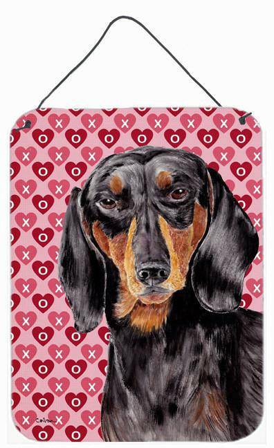 Dachshund Black and Tan Hearts Love Valentine&#39;s Day Wall or Door Hanging Prints by Caroline&#39;s Treasures