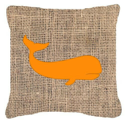Whale Burlap and Orange   Canvas Fabric Decorative Pillow BB1021 - the-store.com