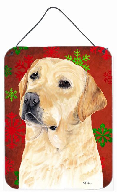 Labrador Red and Green Snowflakes Holiday Christmas Wall or Door Hanging Prints by Caroline&#39;s Treasures