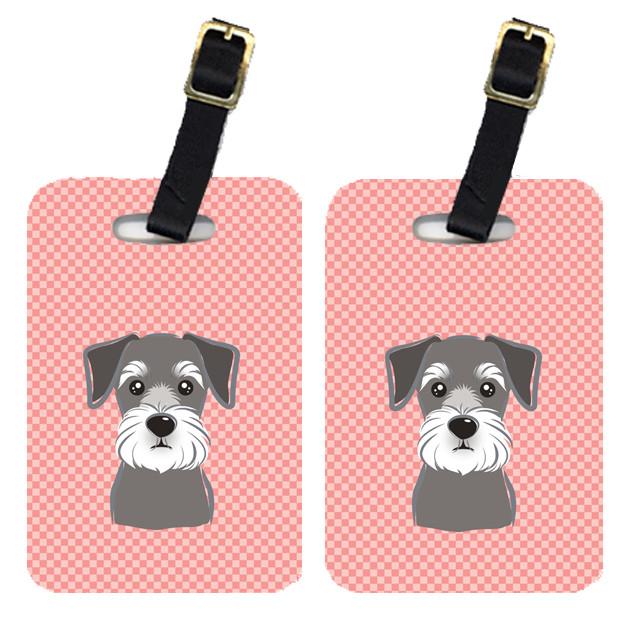 Pair of Checkerboard Pink Schnauzer Luggage Tags BB1206BT by Caroline&#39;s Treasures