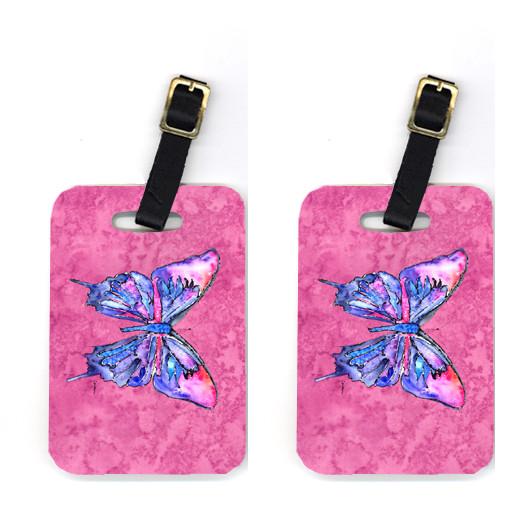 Pair of Butterfly on Pink Luggage Tags by Caroline's Treasures