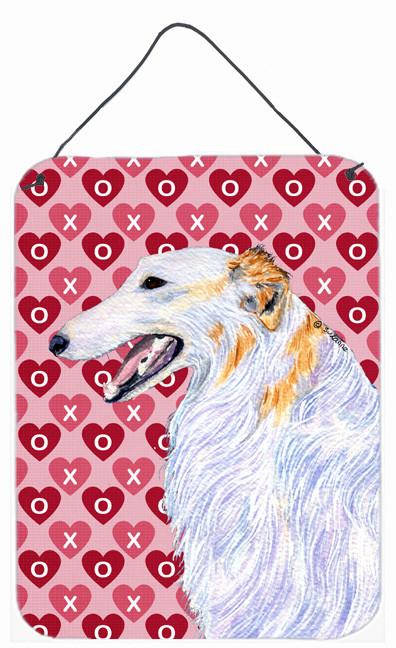 Borzoi Hearts Love and Valentine&#39;s Day Portrait Wall or Door Hanging Prints by Caroline&#39;s Treasures