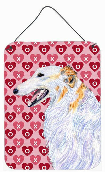 Borzoi Hearts Love and Valentine's Day Portrait Wall or Door Hanging Prints by Caroline's Treasures