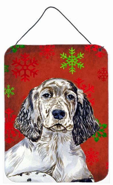 English Setter Red Snowflakes Holiday Christmas Wall or Door Hanging Prints by Caroline&#39;s Treasures