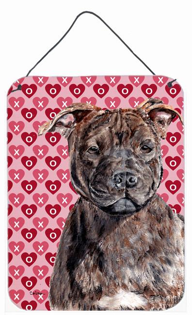 Staffordshire Bull Terrier Staffie Hearts and Love Wall or Door Hanging Prints SC9705DS1216 by Caroline&#39;s Treasures