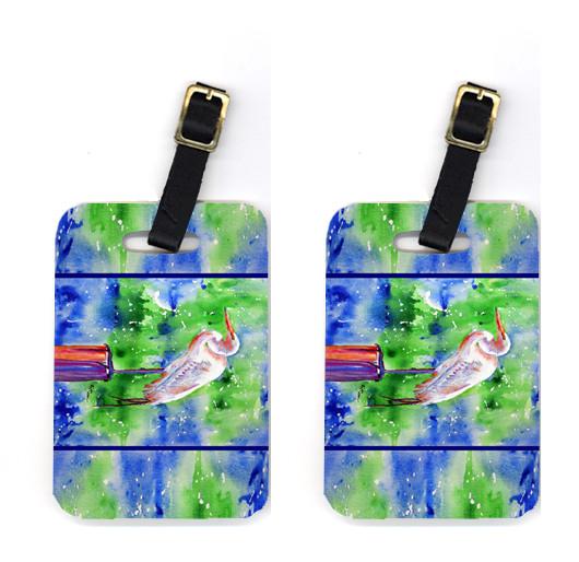 Pair of Egret Luggage Tags by Caroline's Treasures