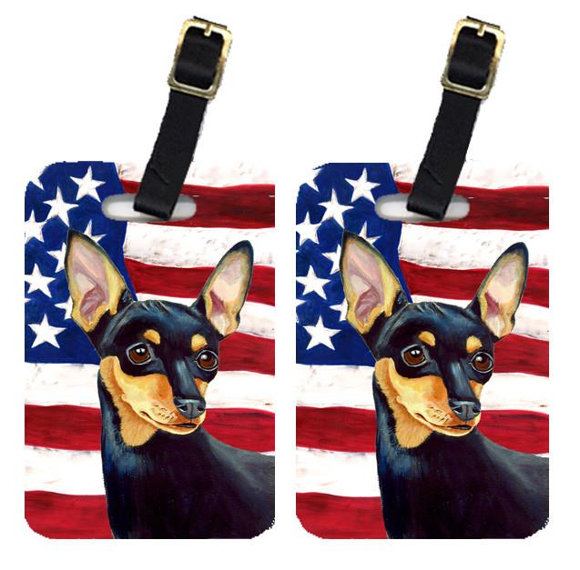 Pair of USA American Flag with Min Pin Luggage Tags LH9004BT by Caroline&#39;s Treasures