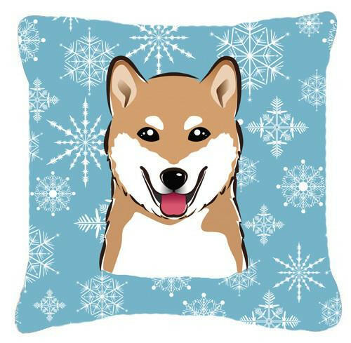 Snowflake Shiba Inu Fabric Decorative Pillow BB1659PW1414 - the-store.com