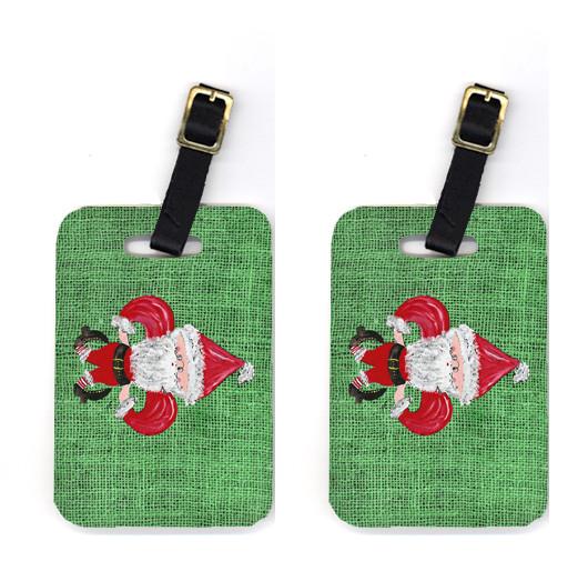 Pair of Christmas Santa Fleur de lis Luggage Tags by Caroline&#39;s Treasures