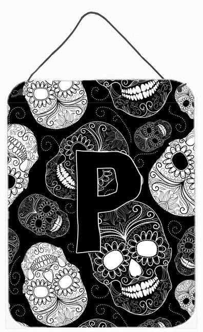 Caroline's Treasures Letter P Day of the Dead Skulls Black Wall or Door Hanging Prints CJ2008-PDS1216