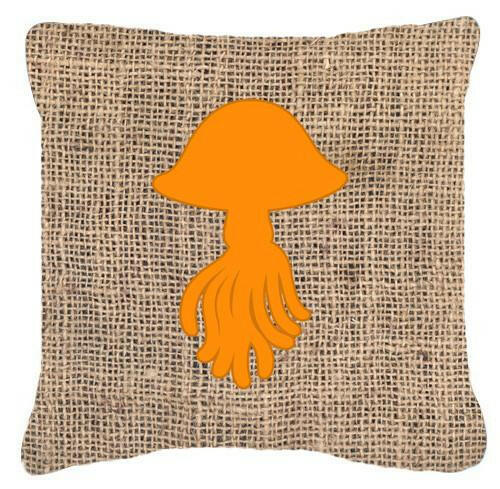 Jellyfish Burlap and Orange   Canvas Fabric Decorative Pillow BB1089 - the-store.com