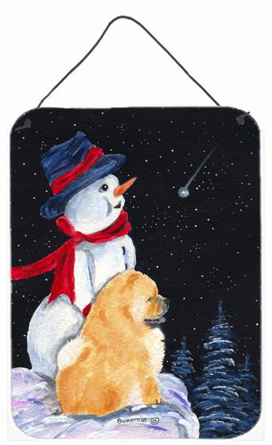 Snowman with Chow Chow Aluminium Metal Wall or Door Hanging Prints by Caroline&#39;s Treasures