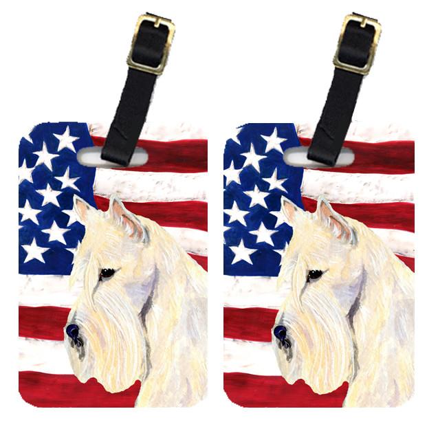 Pair of USA American Flag with Scottish Terrier Luggage Tags SS4015BT by Caroline&#39;s Treasures