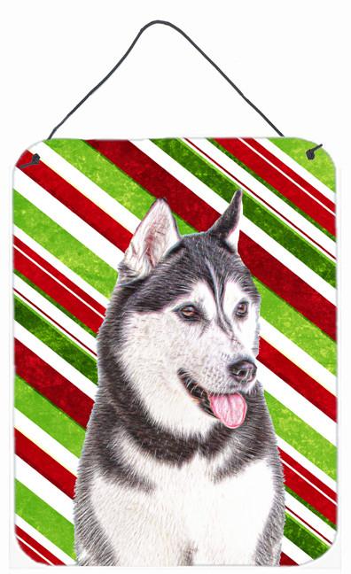 Candy Cane Holiday Christmas Alaskan Malamute Wall or Door Hanging Prints KJ1168DS1216 by Caroline&#39;s Treasures
