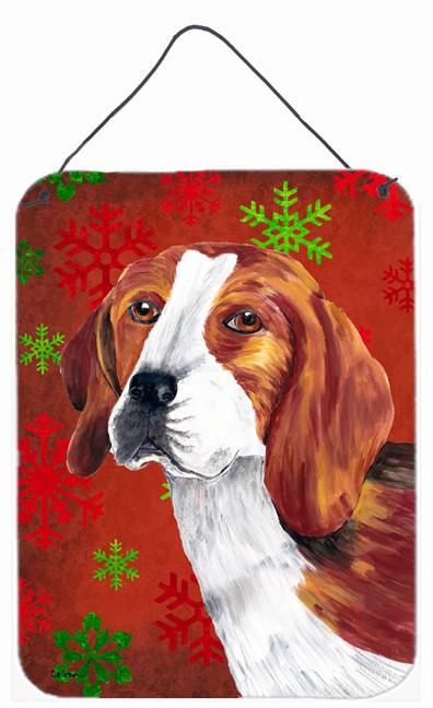 Beagle Red and Green Snowflakes Holiday Christmas Wall or Door Hanging Prints by Caroline&#39;s Treasures