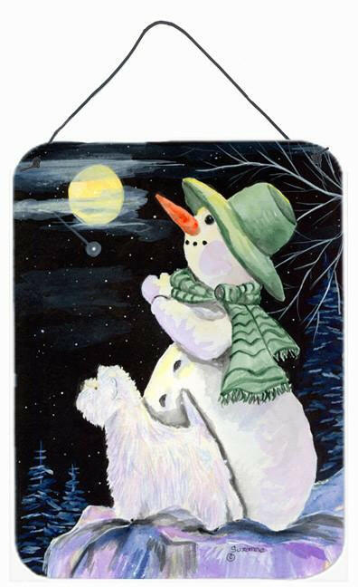 Caroline's Treasures Snowman with Westie Aluminium Metal Wall or Door Hanging Prints