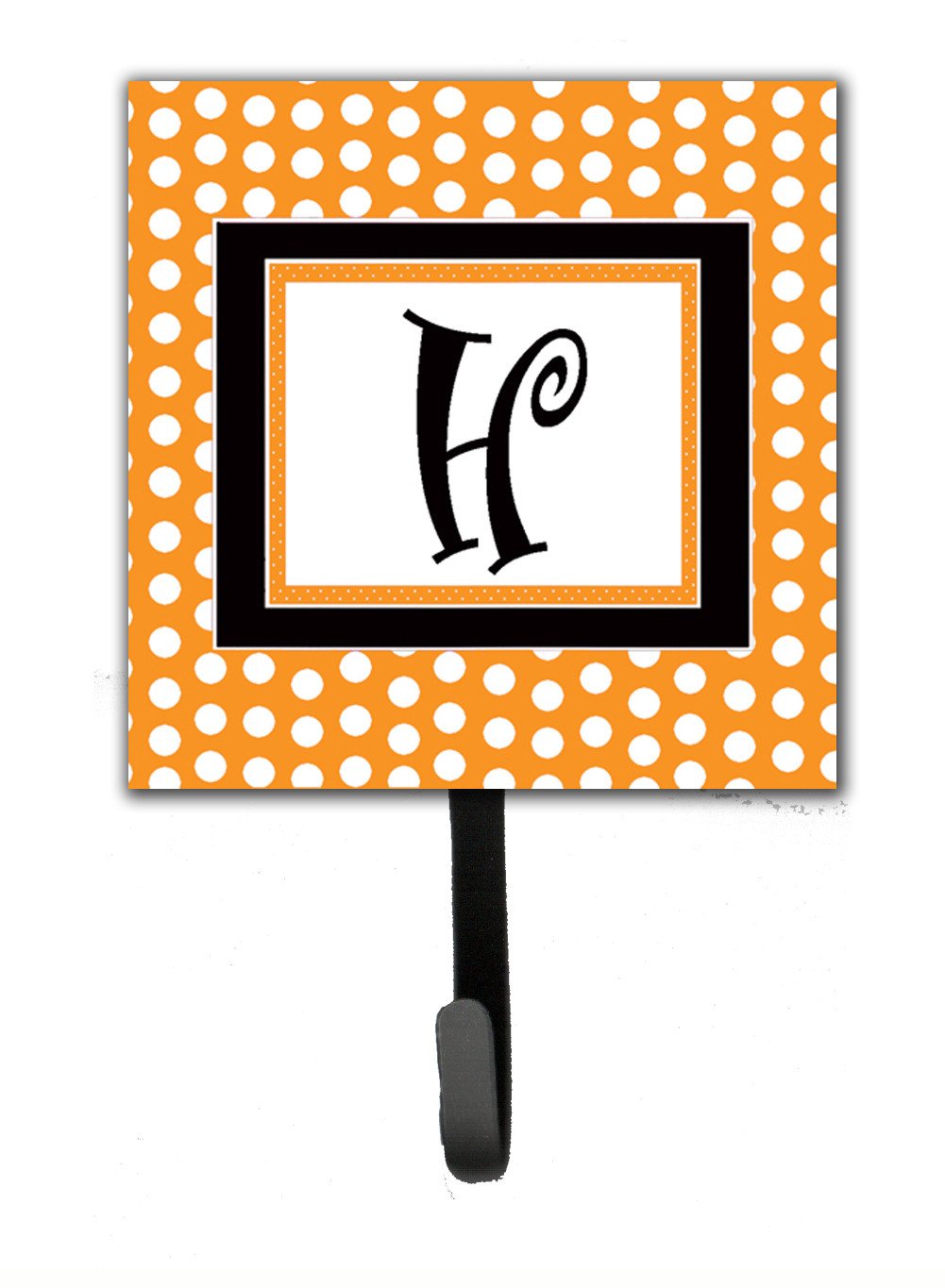 Letter H Initial Monogram - Orange Polkadots Leash Holder or Key Hook by Caroline&#39;s Treasures