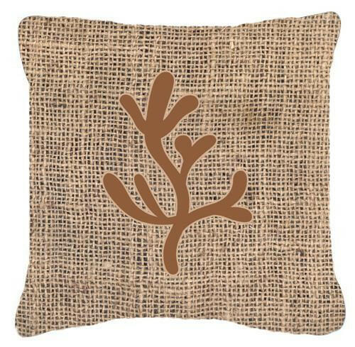 Coral Burlap and Brown   Canvas Fabric Decorative Pillow BB1103 - the-store.com