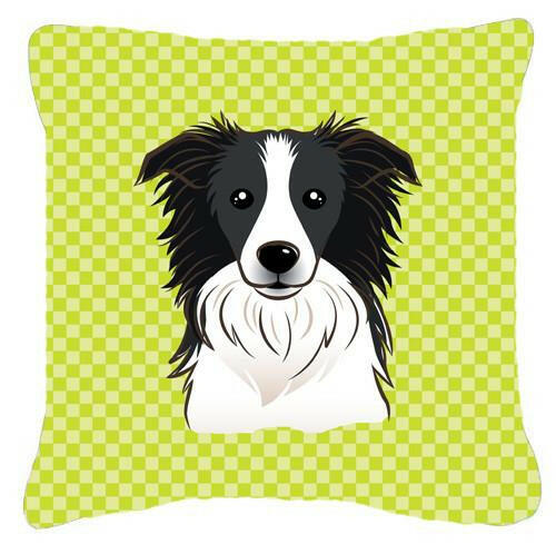 Checkerboard Lime Green Border Collie Canvas Fabric Decorative Pillow BB1303PW1414 - the-store.com