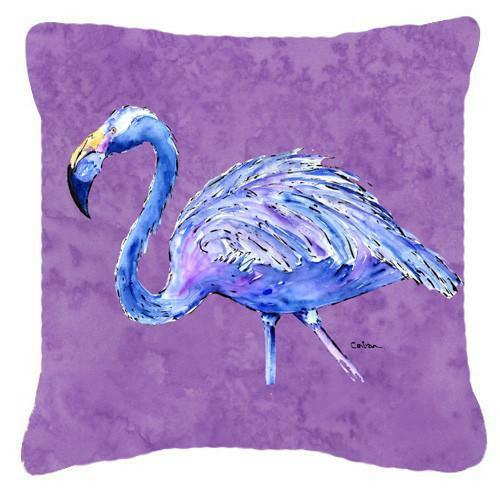 Flamingo on Purple   Canvas Fabric Decorative Pillow - the-store.com