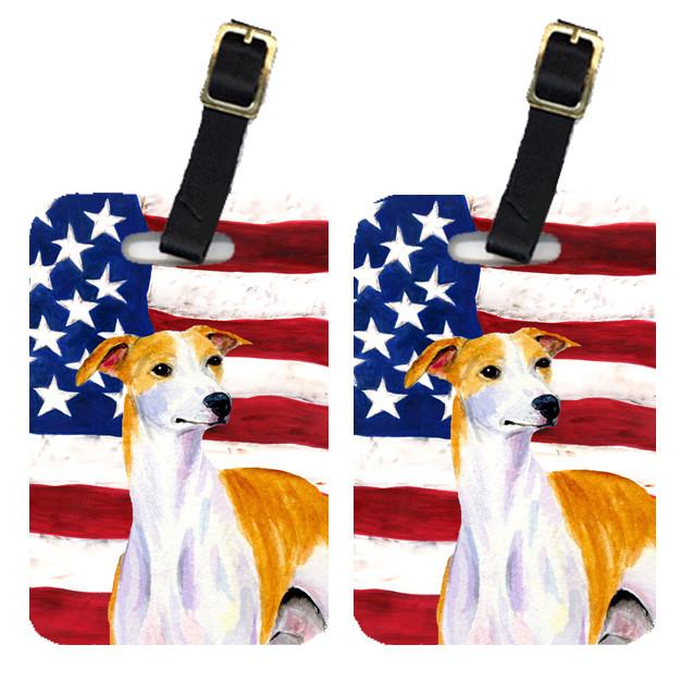 Pair of USA American Flag with Whippet Luggage Tags SS4246BT by Caroline&#39;s Treasures