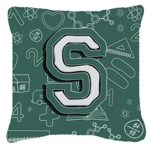 Letter S Back to School Initial Canvas Fabric Decorative Pillow CJ2010-SPW1414 by Caroline&#39;s Treasures